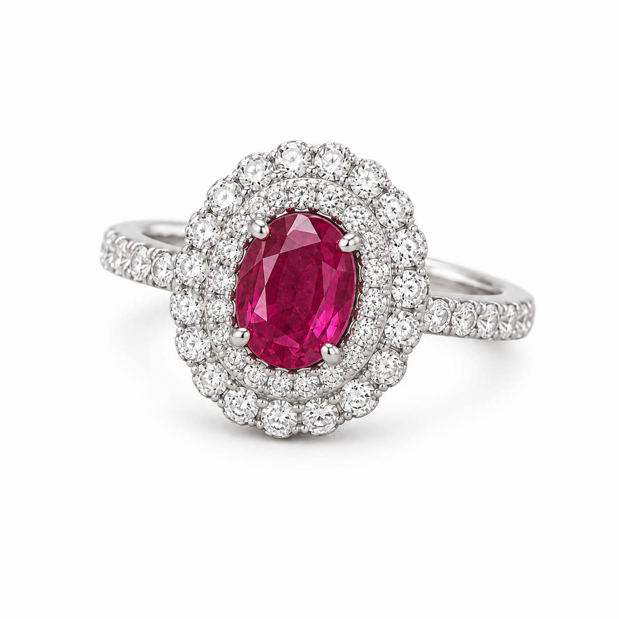 PT 천연 루비1.18ct·다이아0.72ct 헤일로 반지 · 1