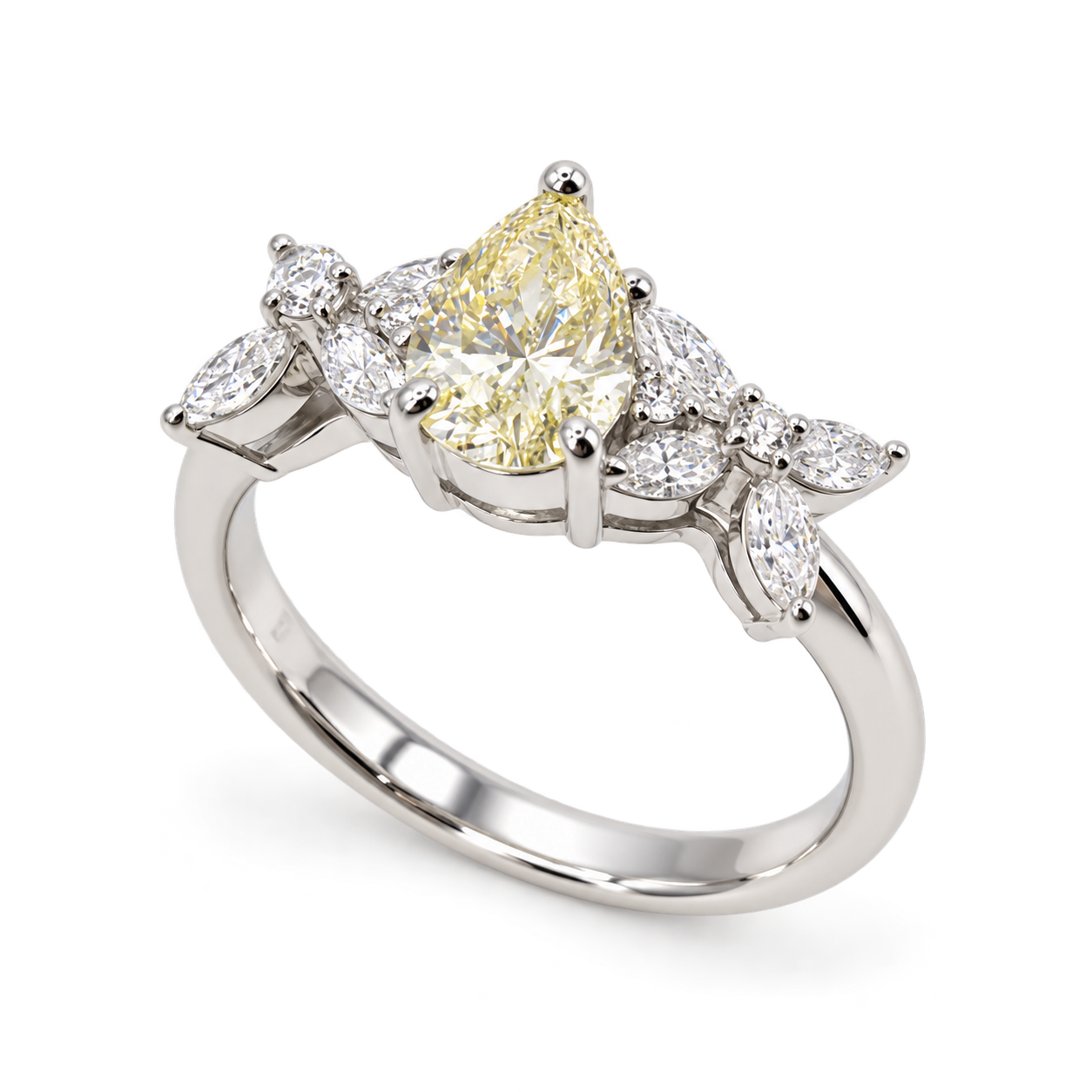 PT 천연 옐로우 다이아0.74ct 다이아0.43ct 페어컷 반지 · 1