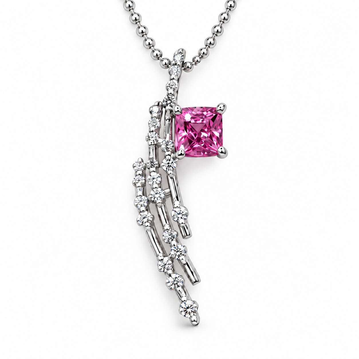 PT 천연 핑크 사파이어1.011ct·다이아0.25ct 펜던트 · 1